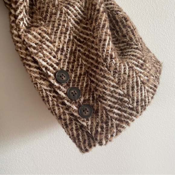 NWOT ASOS DESIGN Smart Herringbone Pea Coat Long Dad Coat Brown Boxy Oversized - Picture 12 of 12